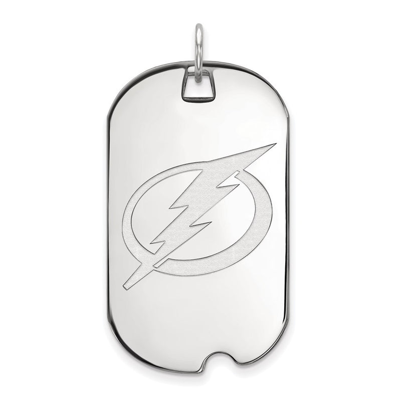 Sterling Silver Rhodium Plated Nhl Logoart Tampa Bay Lightning Large Dog Tag Pendant