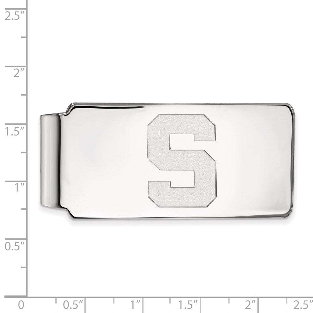 Sterling Silver Rhod-Pltd Logoart Michigan State University Money Clip