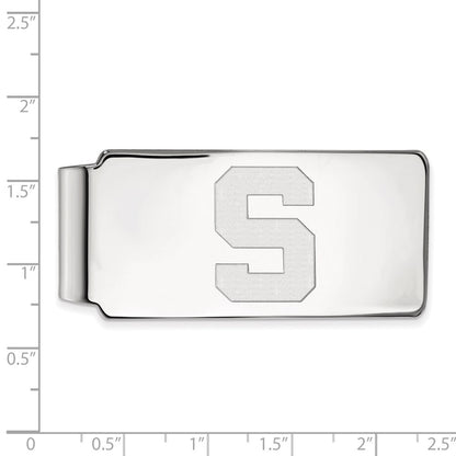 Sterling Silver Rhod-Pltd Logoart Michigan State University Money Clip