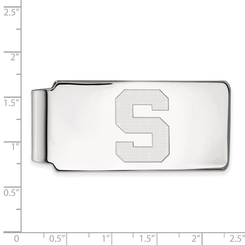 Sterling Silver Rhod-Pltd Logoart Michigan State University Money Clip