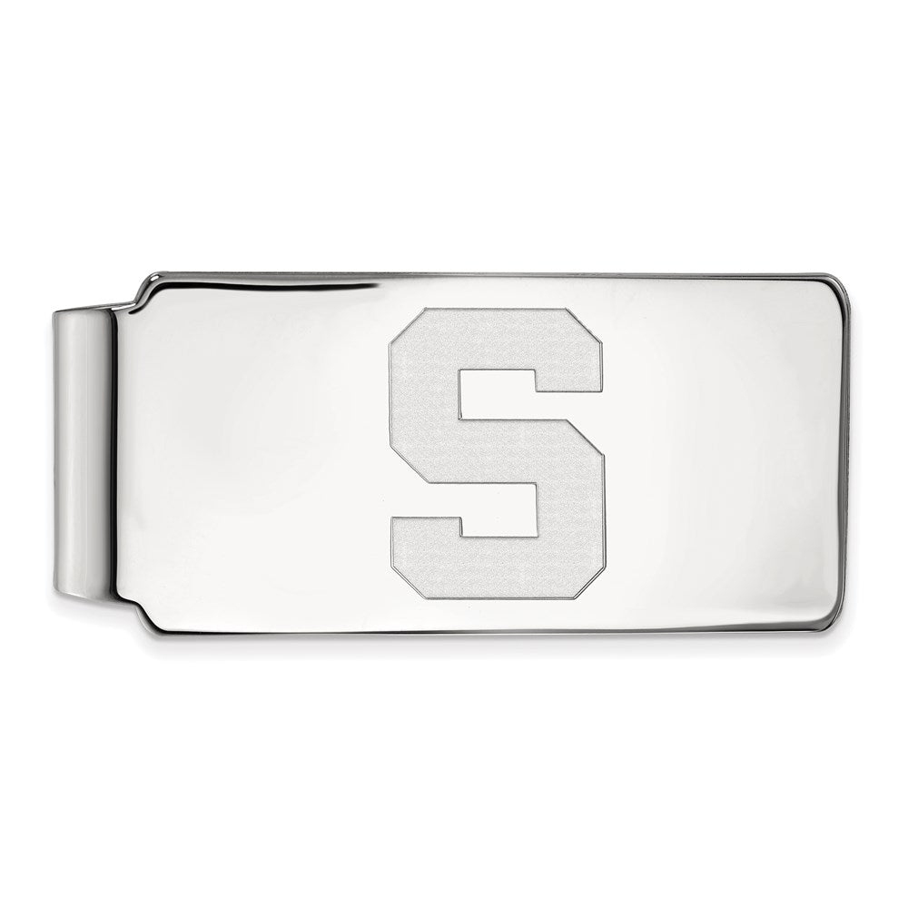 Sterling Silver Rhod-Pltd Logoart Michigan State University Money Clip