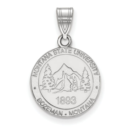 Sterling Silver Rhodium Plated Logoart Montana State University Medium Crest Pendant