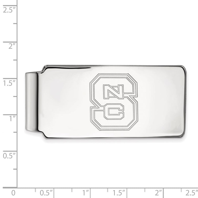 Sterling Silver Rhod-Pltd Logoart North Carolina State U. Money Clip