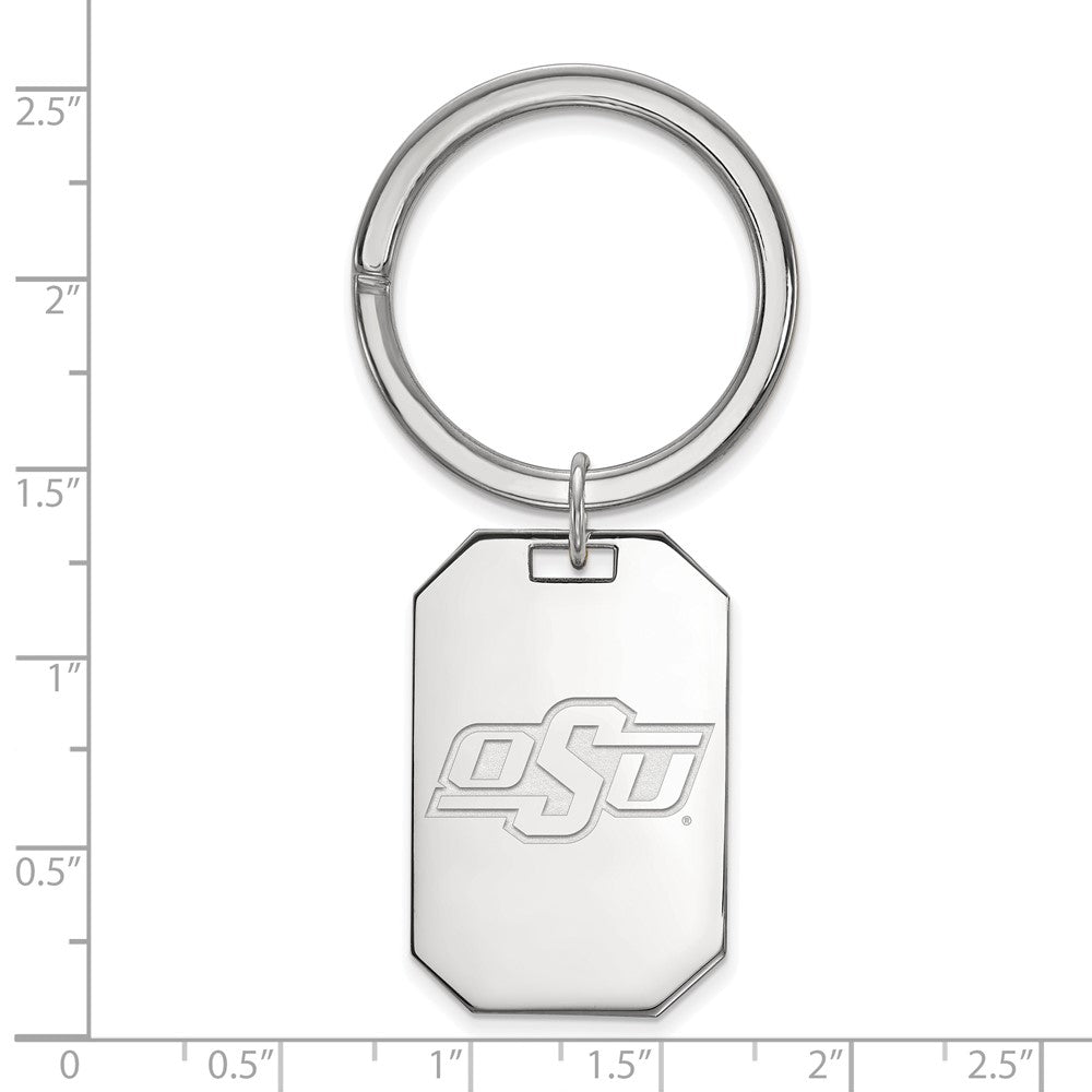 Sterling Silver Rhod-Pltd Logoart Oklahoma State University Key Ring