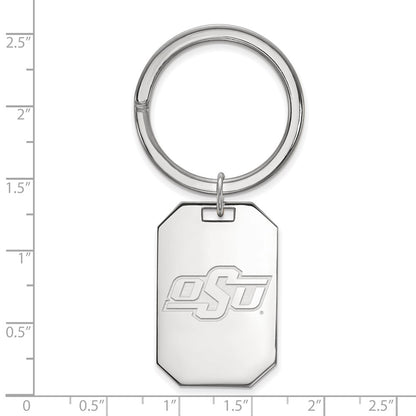 Sterling Silver Rhod-Pltd Logoart Oklahoma State University Key Ring