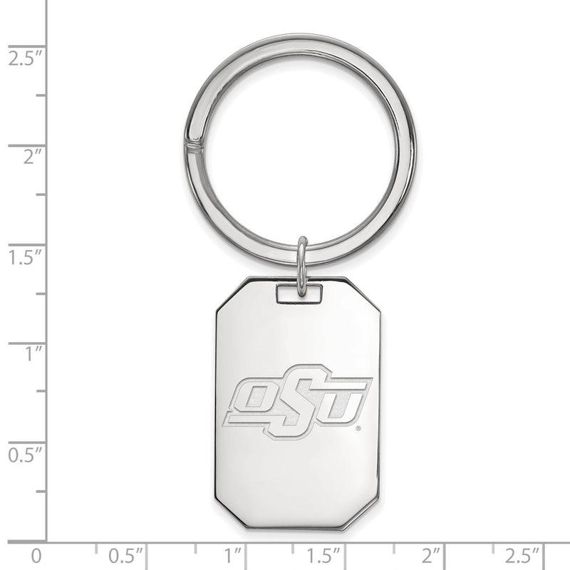 Sterling Silver Rhod-Pltd Logoart Oklahoma State University Key Ring