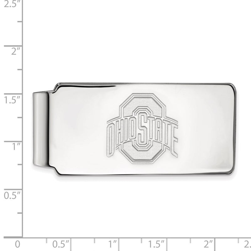 Sterling Silver Rhod-Pltd Logoart Ohio State University Money Clip