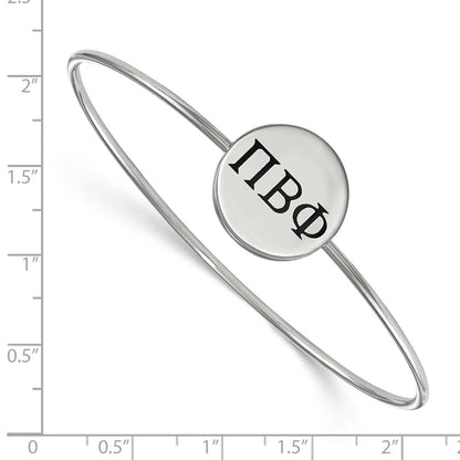 Sterling Silver Rh Plated Logoart Pi Beta Phi Enameled Slip On Bangle Bracelet