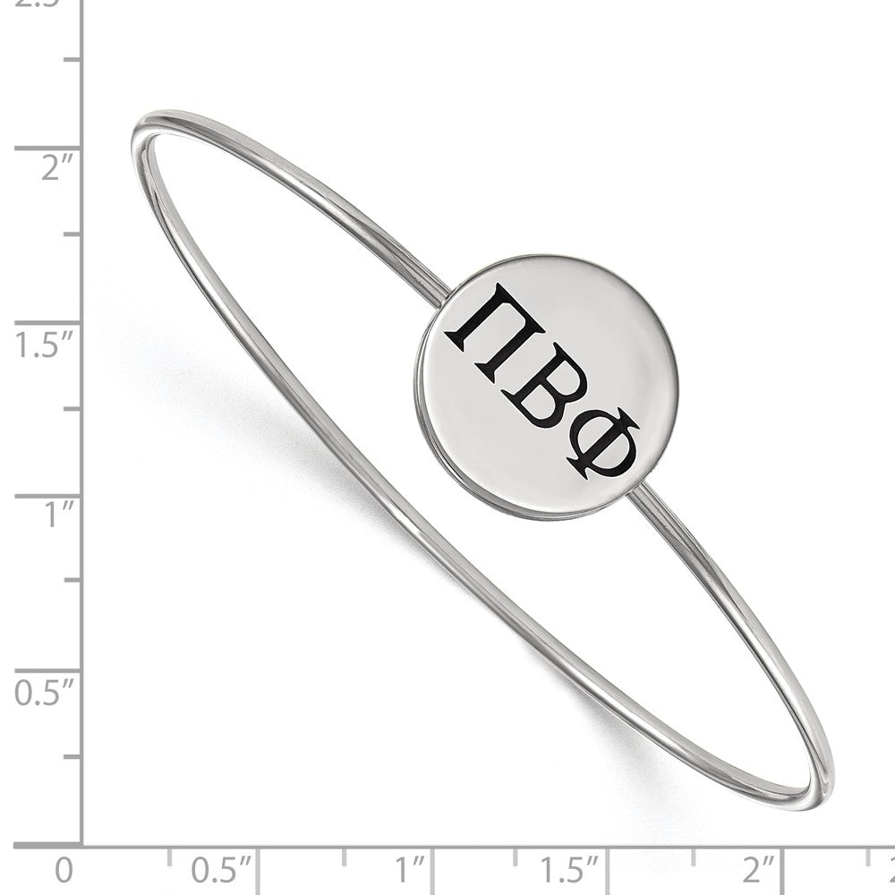 Sterling Silver Rh Plated Logoart Pi Beta Phi Enameled Slip On Bangle Bracelet