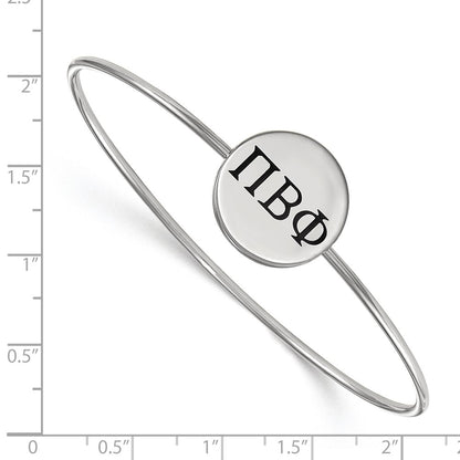 Sterling Silver Rh Plated Logoart Pi Beta Phi Enameled Slip On Bangle Bracelet