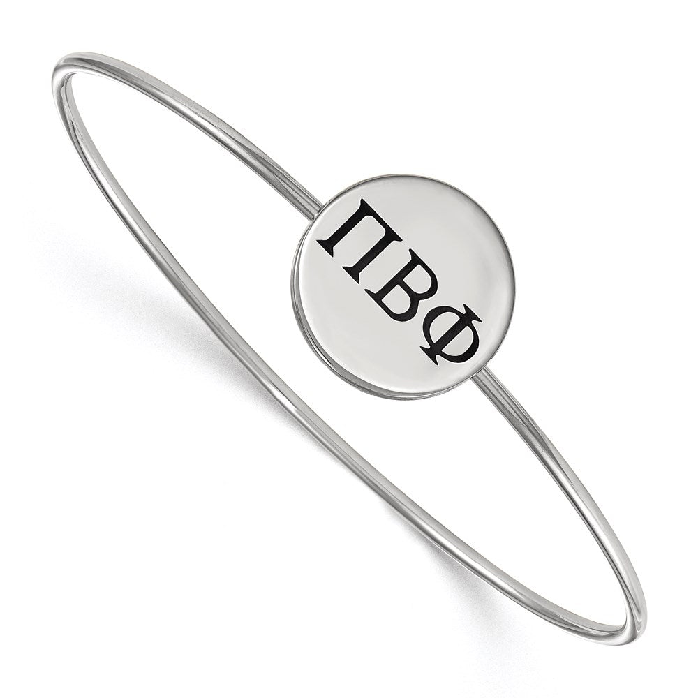 Sterling Silver Rh Plated Logoart Pi Beta Phi Enameled Slip On Bangle Bracelet