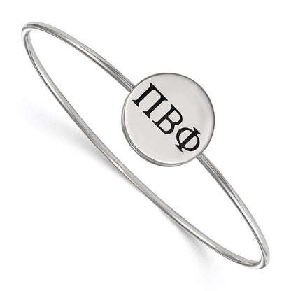 Sterling Silver Rh Plated Logoart Pi Beta Phi Enameled Slip On Bangle Bracelet
