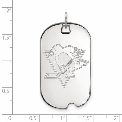 10K White Gold Nhl Logoart Pittsburgh Penguins Large Dog Tag Pendant