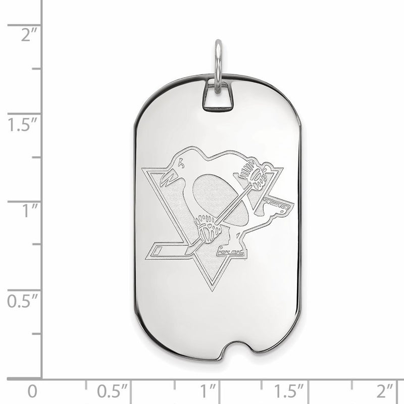 14K White Gold Nhl Logoart Pittsburgh Penguins Large Dog Tag Pendant