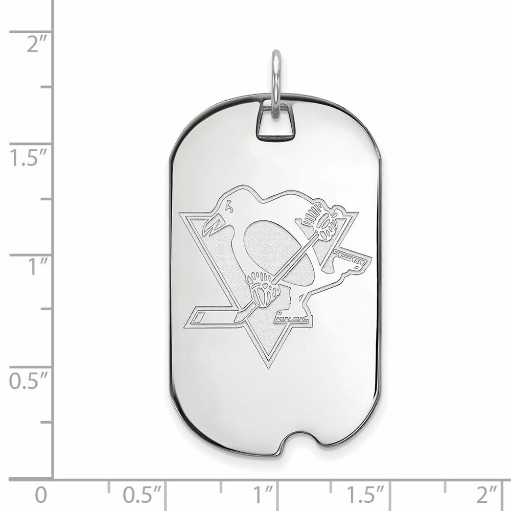 Sterling Silver Rhodium Plated Nhl Logoart Pittsburgh Penguins Large Dog Tag Pendant