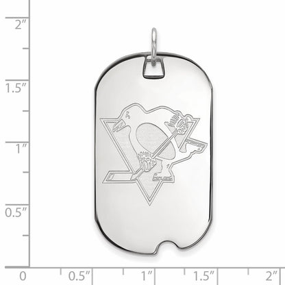 Sterling Silver Rhodium Plated Nhl Logoart Pittsburgh Penguins Large Dog Tag Pendant