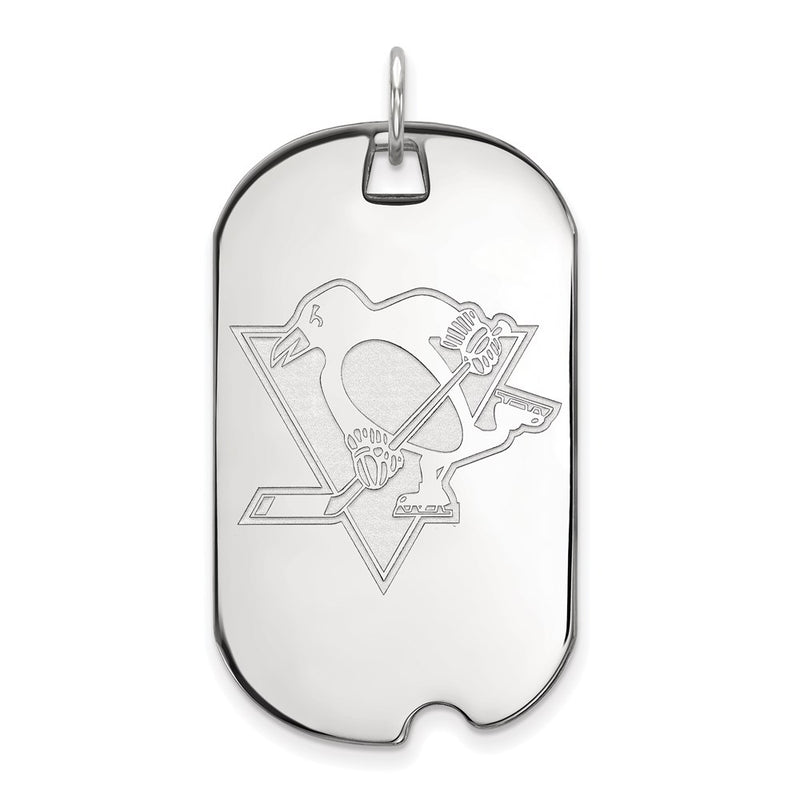 14K White Gold Nhl Logoart Pittsburgh Penguins Large Dog Tag Pendant