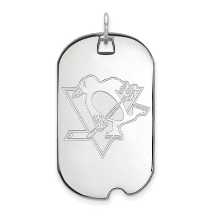 10K White Gold Nhl Logoart Pittsburgh Penguins Large Dog Tag Pendant
