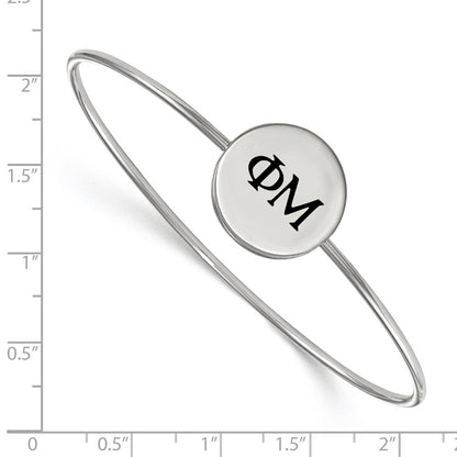 Sterling Silver Rh Plated Logoart Phi Mu Enameled Slip On Bangle
