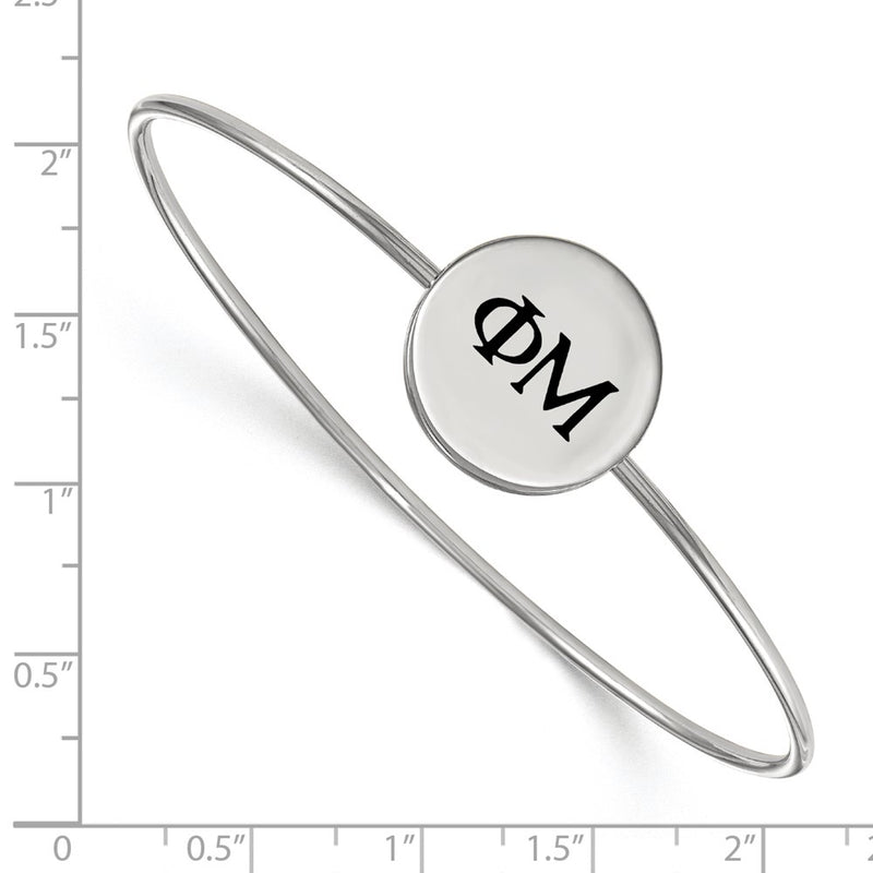 Sterling Silver Rh Plated Logoart Phi Mu Enameled Slip On Bangle