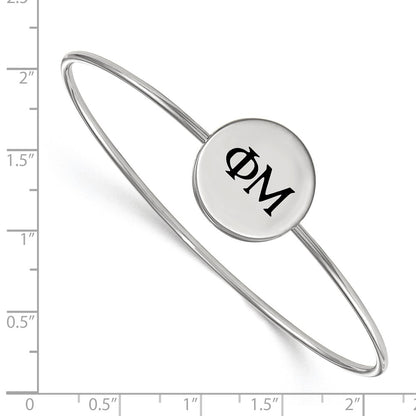Sterling Silver Rh Plated Logoart Phi Mu Enameled Slip On Bangle