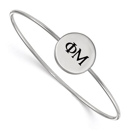 Sterling Silver Rh Plated Logoart Phi Mu Enameled Slip On Bangle