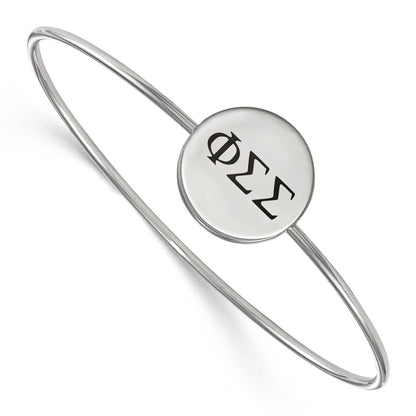 Sterling Silver Rh Plated Logoart Phi Sigma Enameled Slip On Bangle