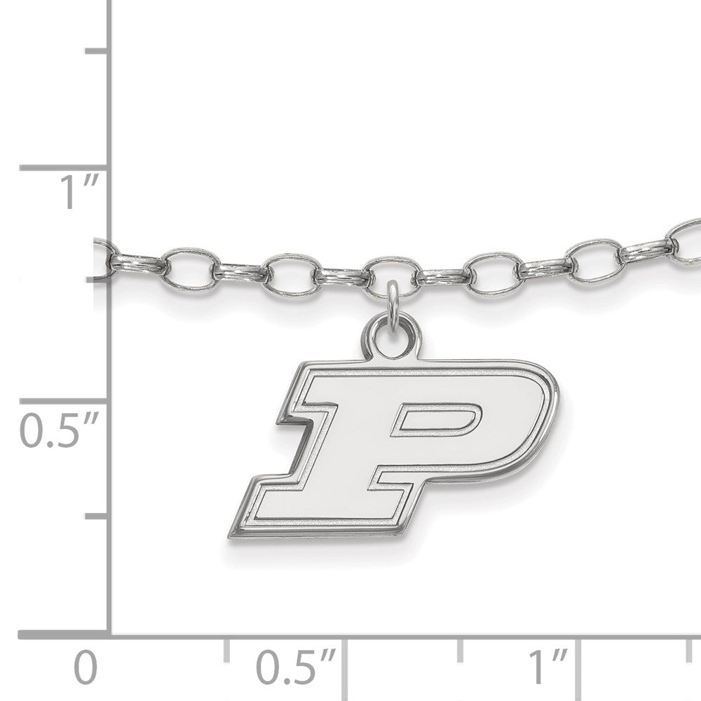 Sterling Silver Rhod-Pltd Logoart Purdue University Letter P Anklet