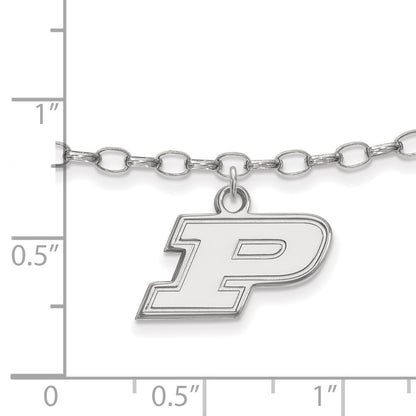 Sterling Silver Rhod-Pltd Logoart Purdue University Letter P Anklet
