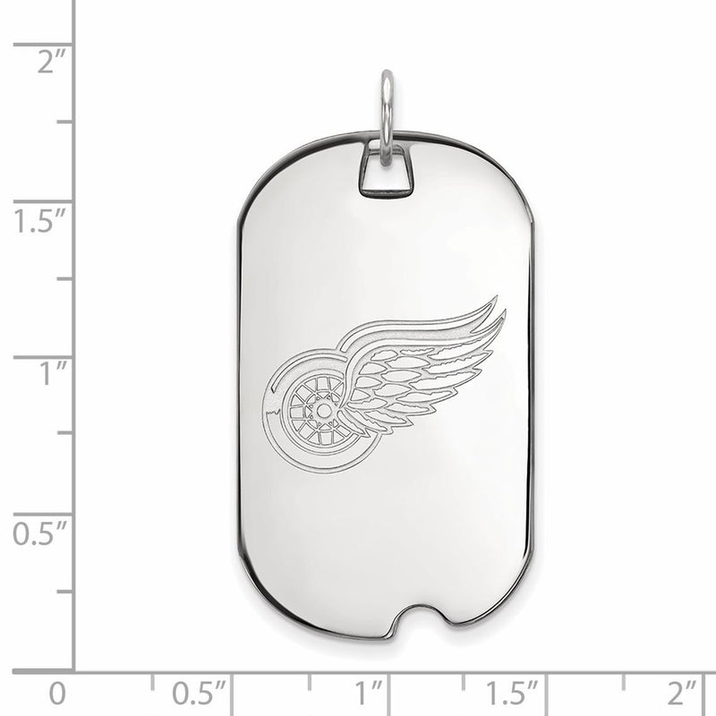 10K White Gold Nhl Logoart Detroit Red Wings Large Dog Tag Pendant