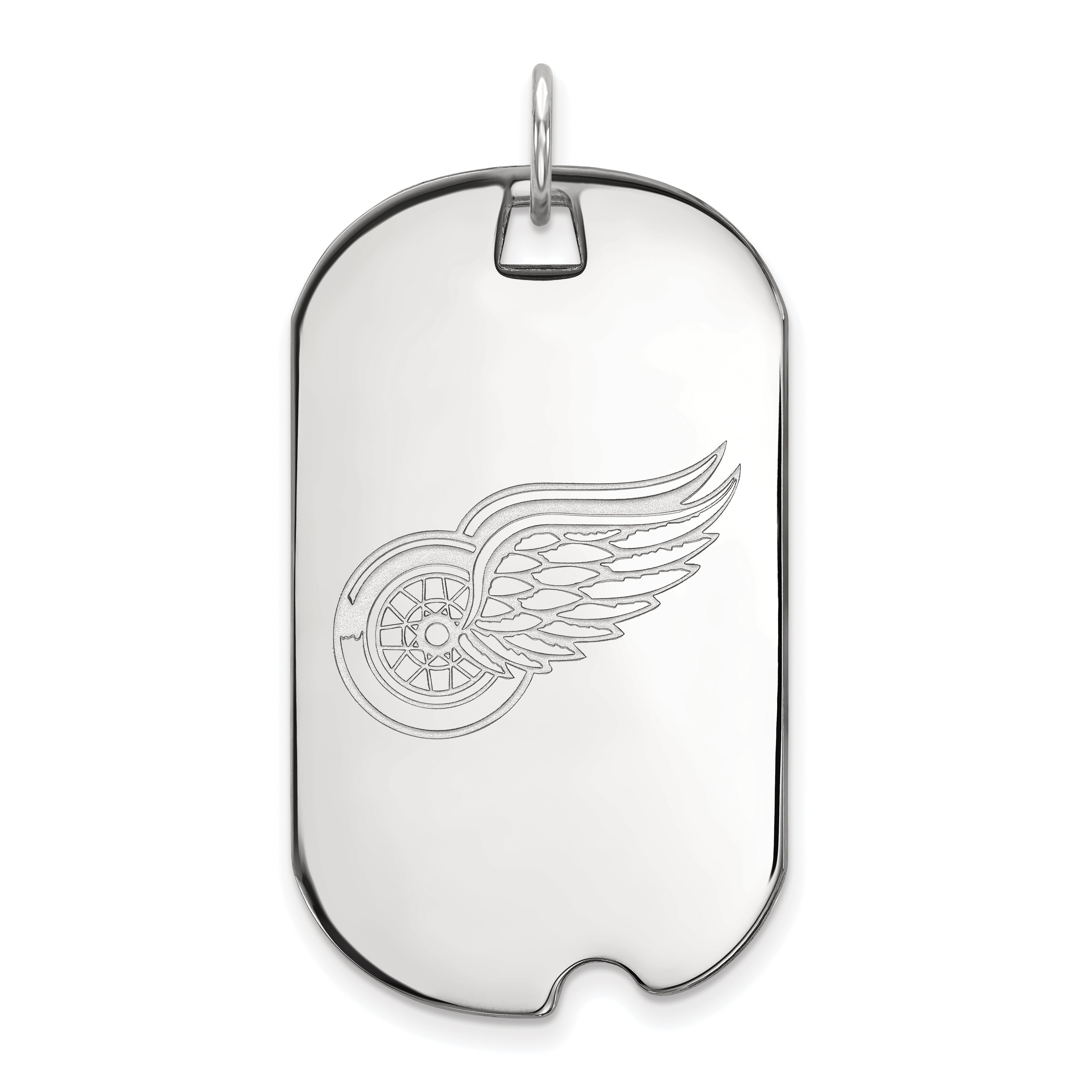 10K White Gold Nhl Logoart Detroit Red Wings Large Dog Tag Pendant