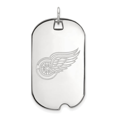 10K White Gold Nhl Logoart Detroit Red Wings Large Dog Tag Pendant