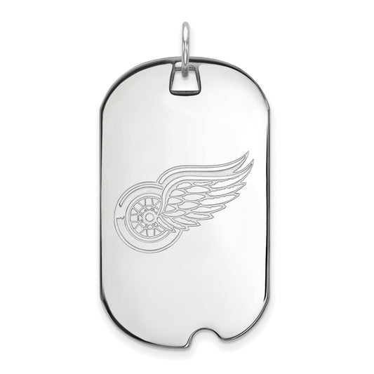 10K White Gold Nhl Logoart Detroit Red Wings Large Dog Tag Pendant