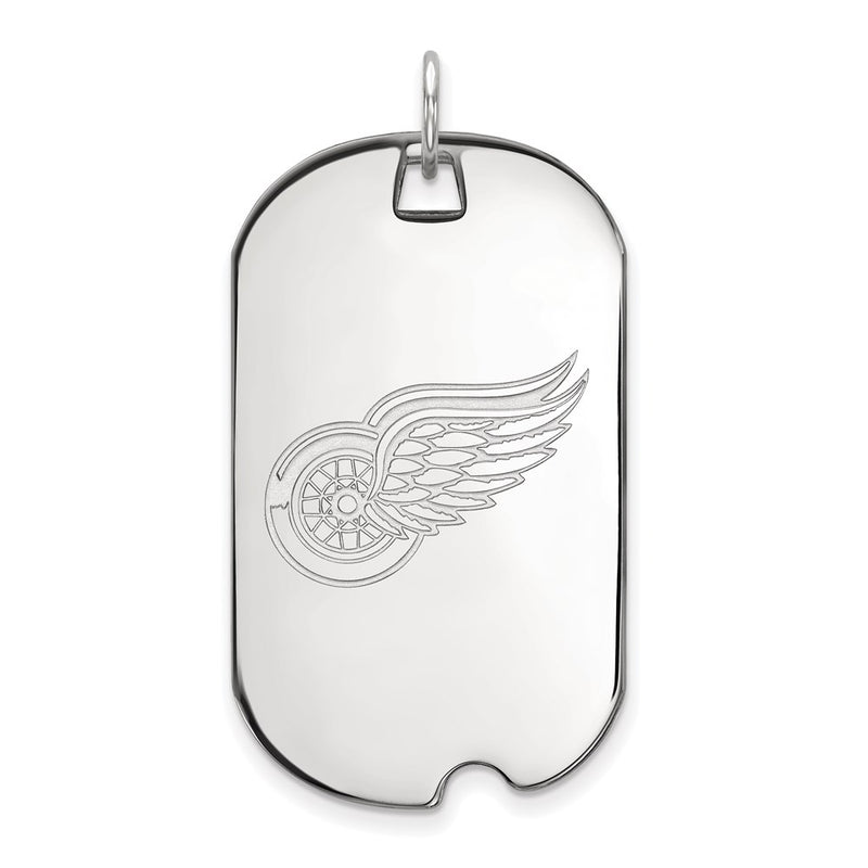 14K White Gold Nhl Logoart Detroit Red Wings Large Dog Tag Pendant