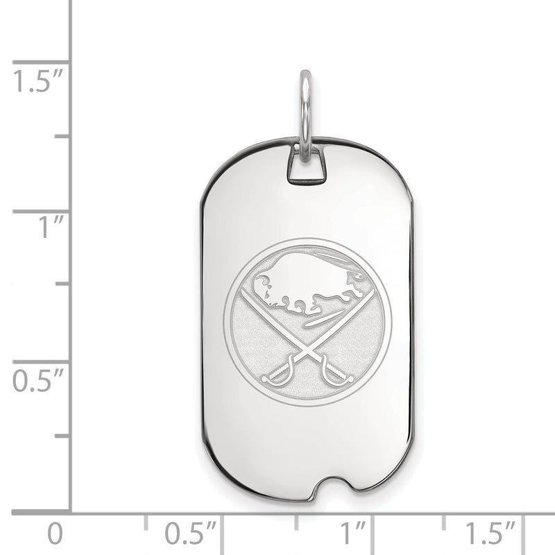 Sterling Silver Rhodium Plated Nhl Logoart Buffalo Sabres Small Dog Tag Pendant