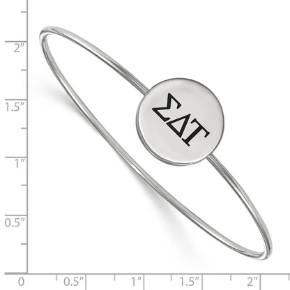 Sterling Silver Rh Plated Logoart Sigma Delta Tau Enameled Slip On Bangle Bracelet