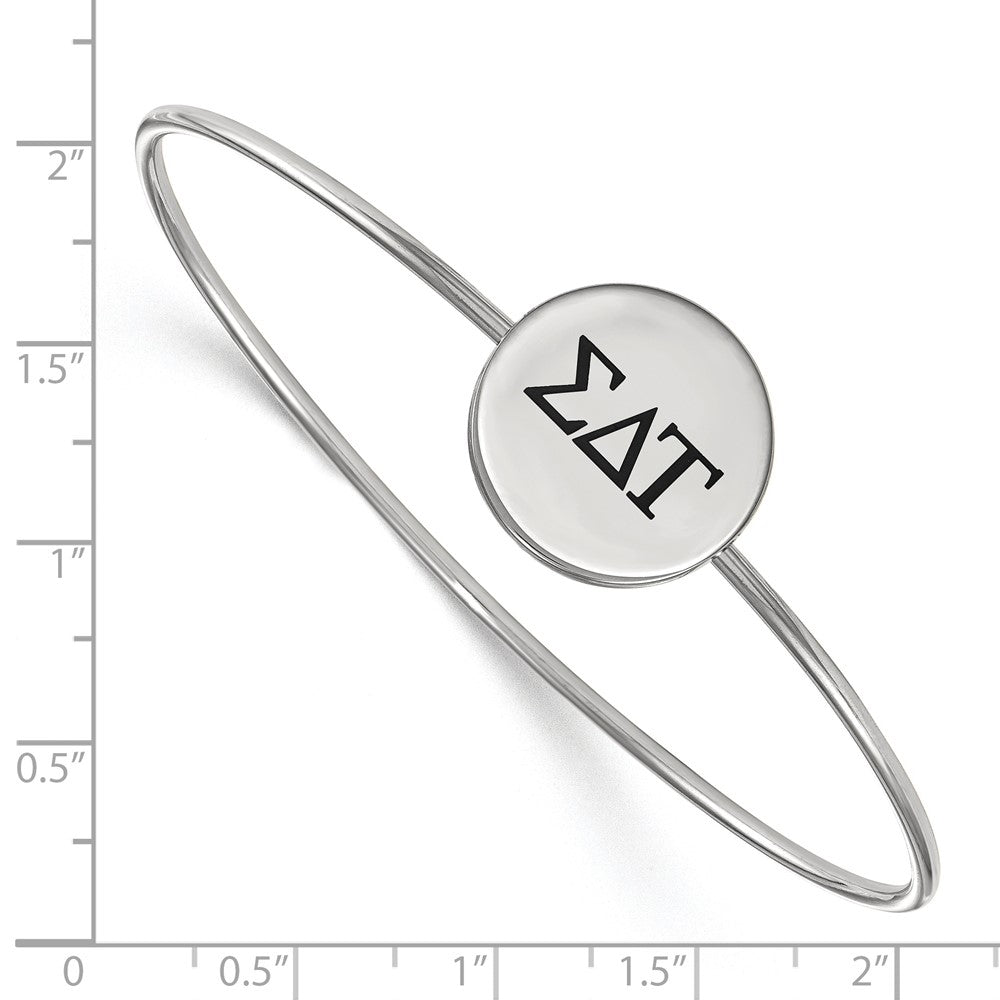 Sterling Silver Rh Plated Logoart Sigma Delta Tau Enameled Slip On Bangle Bracelet