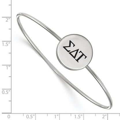 Sterling Silver Rh Plated Logoart Sigma Delta Tau Enameled Slip On Bangle Bracelet