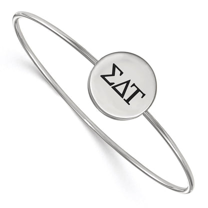 Sterling Silver Rh Plated Logoart Sigma Delta Tau Enameled Slip On Bangle Bracelet