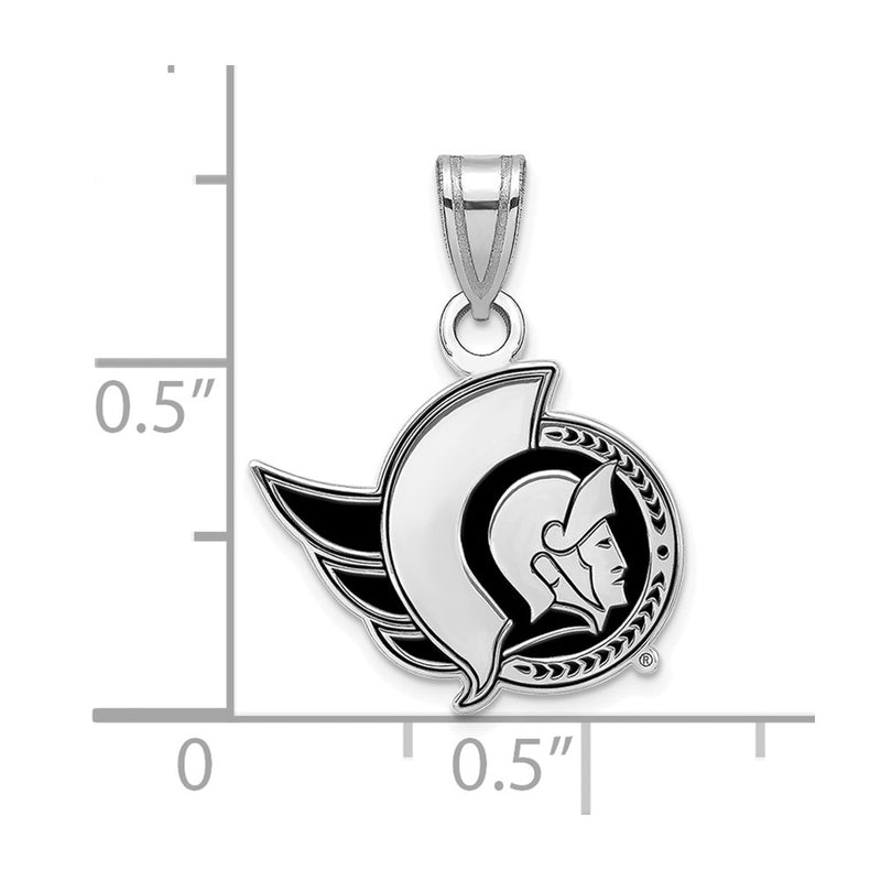 Sterling Silver Rhodium Plated Nhl Logoart Ottawa Senators Small Enameled Pendant