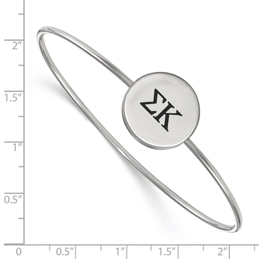Sterling Silver Rh Plated Logoart Sigma Kappa Enameled Slip On Bangle Bracelet