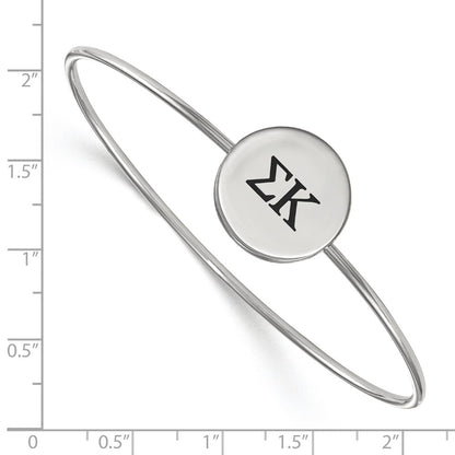 Sterling Silver Rh Plated Logoart Sigma Kappa Enameled Slip On Bangle Bracelet