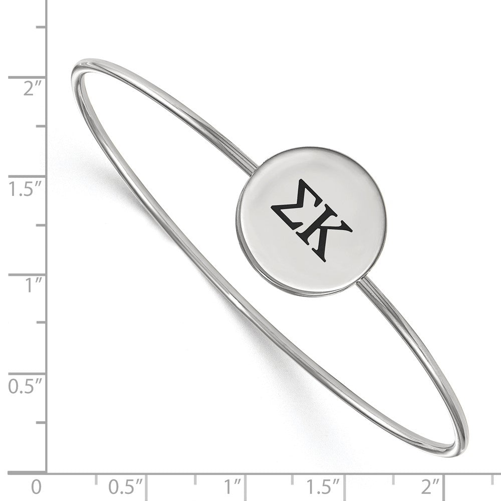Sterling Silver Rh Plated Logoart Sigma Kappa Enameled Slip On Bangle Bracelet