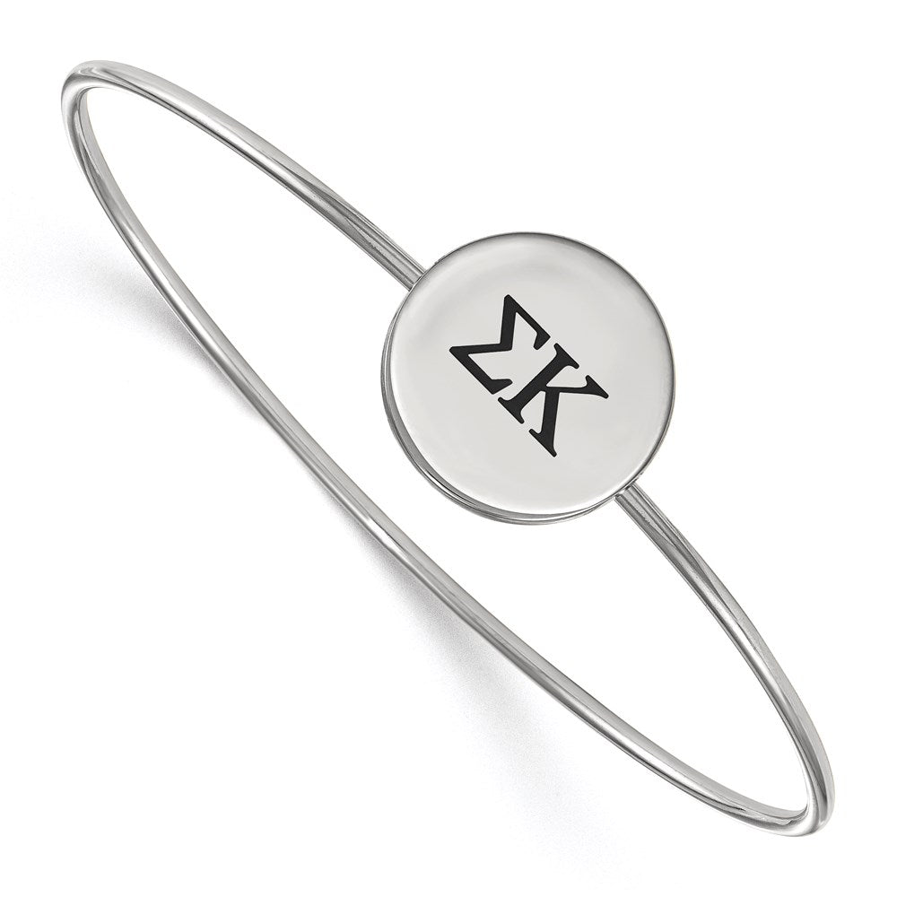 Sterling Silver Rh Plated Logoart Sigma Kappa Enameled Slip On Bangle Bracelet