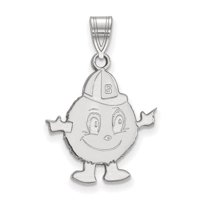 Sterling Silver Rhodium Plated Logoart Syracuse University Mascot Large Pendant