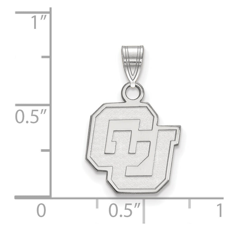 Sterling Silver Rhodium Plated Logoart University Of Colorado C U Small Pendant