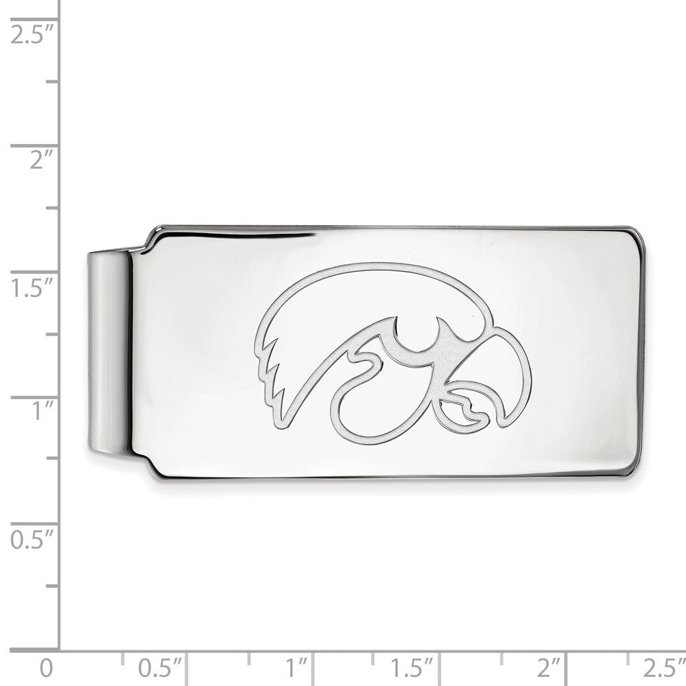 Sterling Silver Rhod-Pltd Logoart University of Iowa Money Clip
