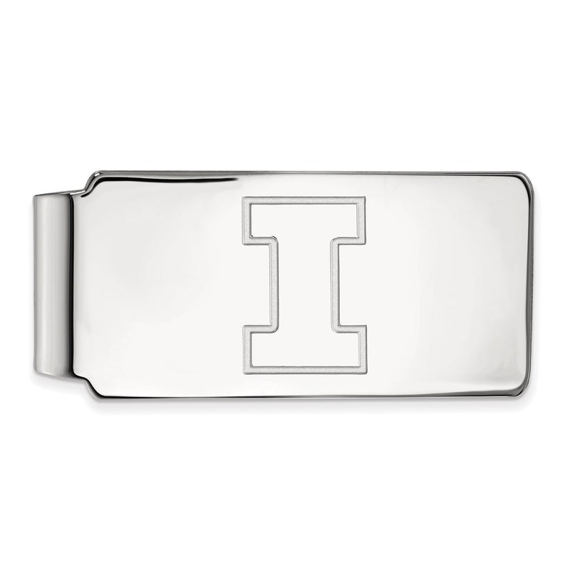 Sterling Silver Rhod-Pltd Logoart University of Illinois Money Clip