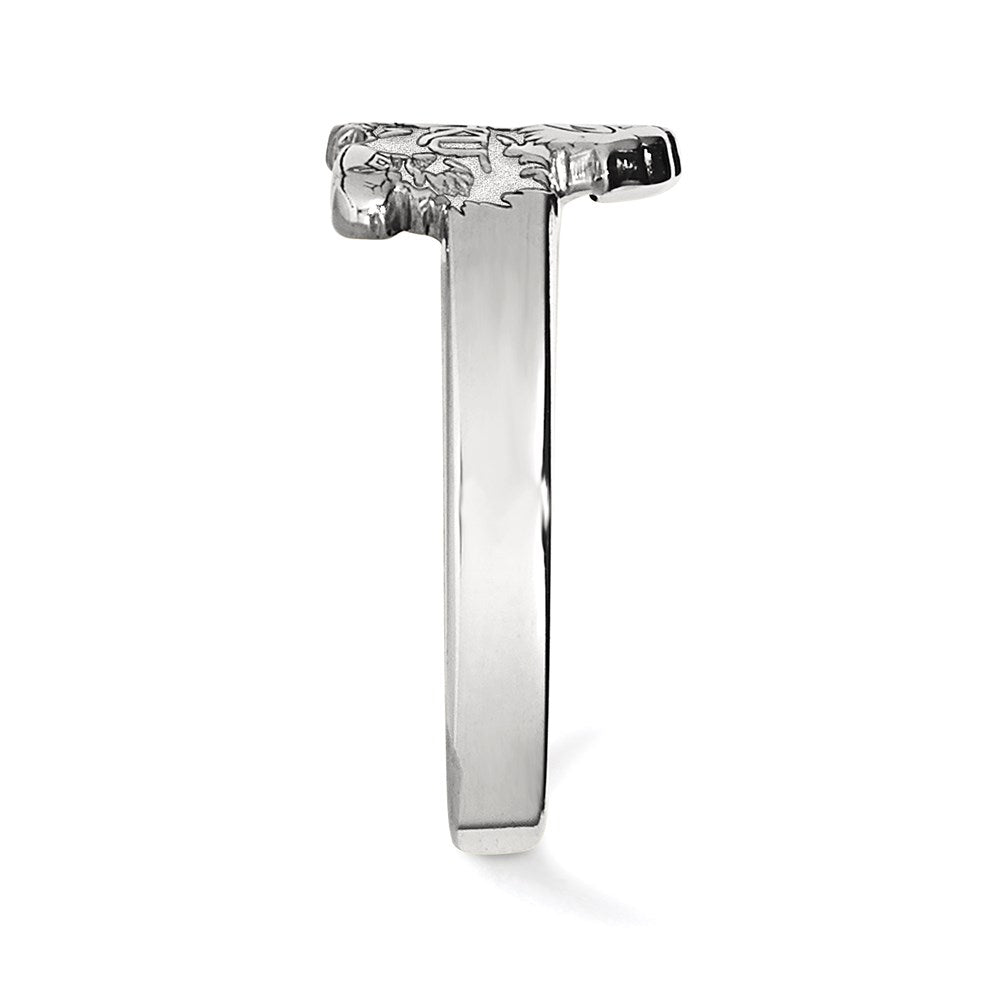 Sterling Silver Rhodium Plated Logoart University Of Kansas Jayhawk Toe Ring