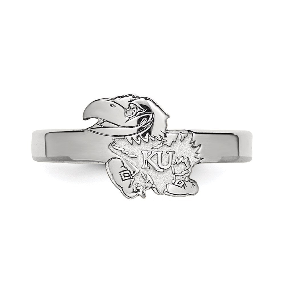 Sterling Silver Rhodium Plated Logoart University Of Kansas Jayhawk Toe Ring